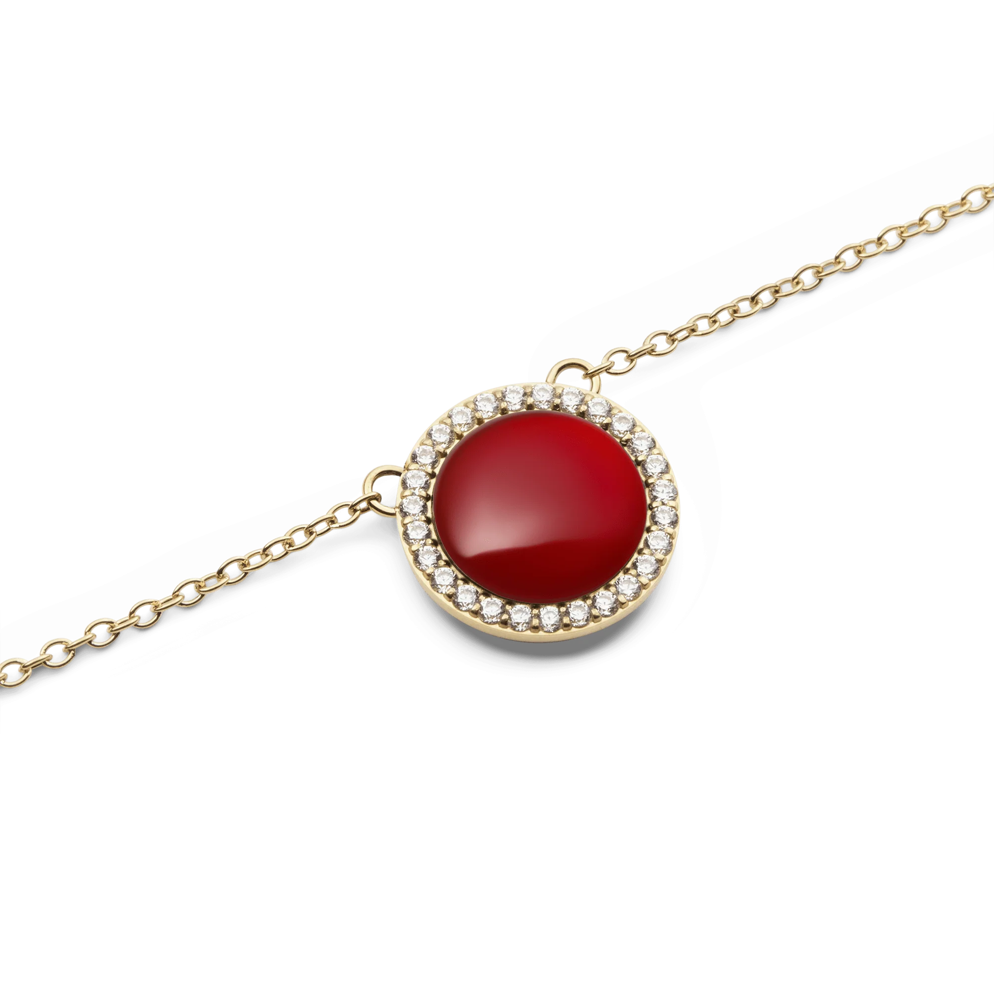 Audrey Necklace Red Agathe Gold - Image 3