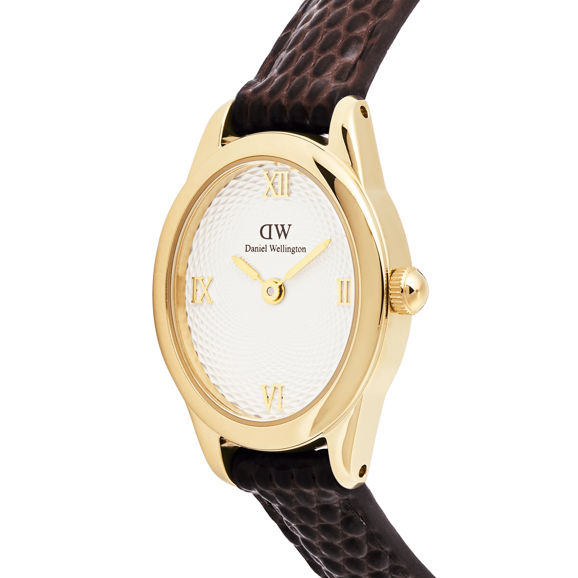 Ophelia Mini Dark Brown Lizard White Guilloché Gold - Image 3